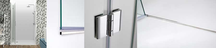 Mamparas con dos hojas de cristal plegables con bisagras