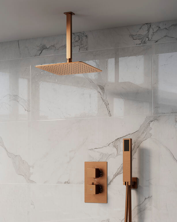 CONJ. EMPOTR. TERMOSTÁTICO ORION COBRE + ROCIADOR TECHO