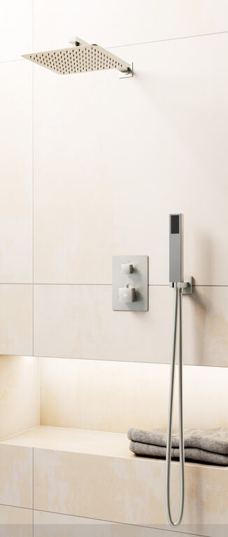 CONJ. EMPOTR. TERMOSTÁTICO ORION NICKEL + ROCIADOR PARED