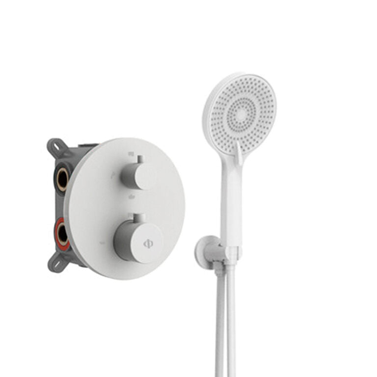 CONJUNTO EMPOTRAR 2/3 FUN. TERMOSTATICO ROUND BLANCO