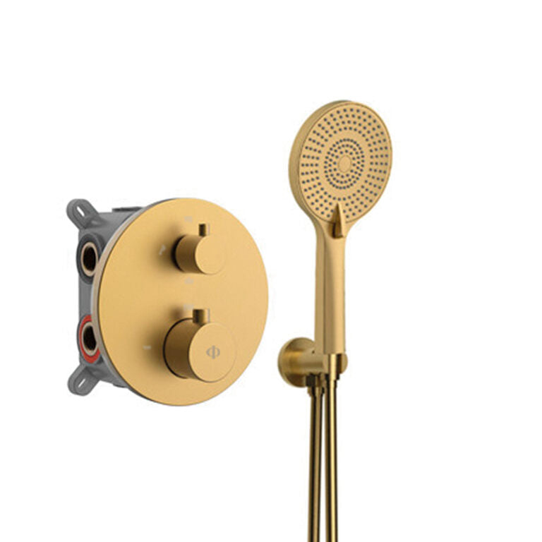 CONJUNTO EMPOTRAR 2/3 FUN. TERMOSTATICO ROUND ORO