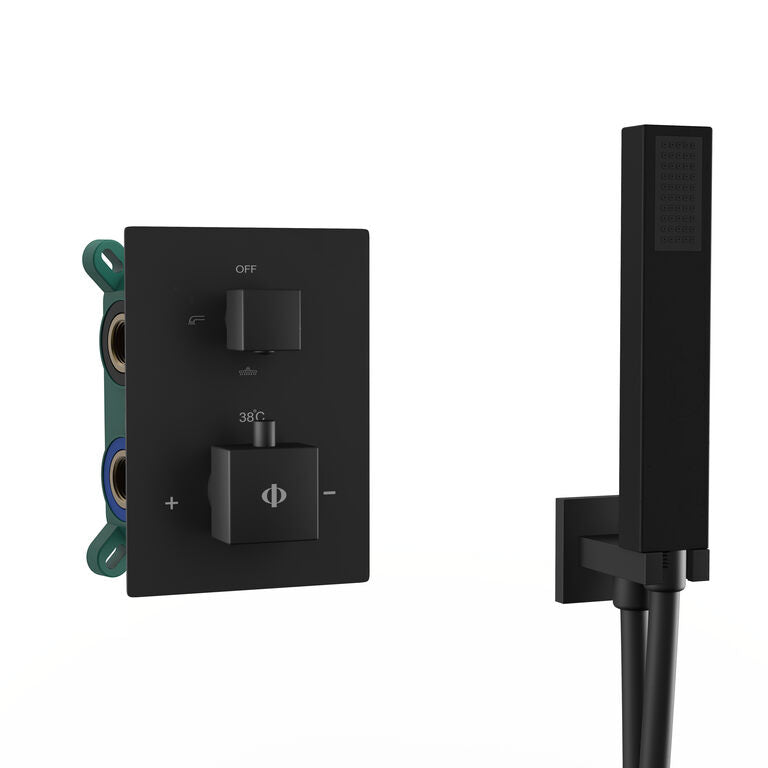 CONJUNTO EMPOTRAR 2/3 FUN. TERMOSTATICO ORION NEGRO